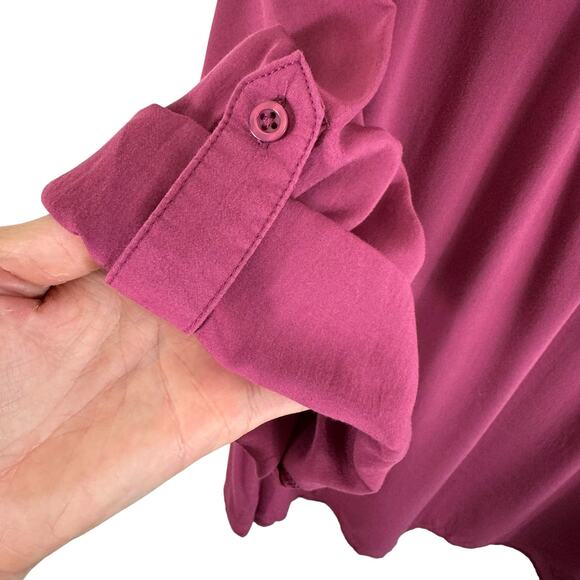 Torrid Mauve Purple Pink 3/4 Roll Tab Sleeve Lightweight Rayon Blouse Size 3X - Picture 4 of 7